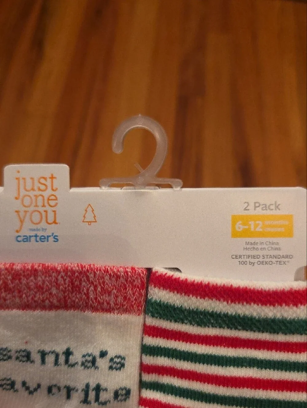 Carter's Baby Holiday Socks 2-Pack - White, Red, Green, Gray